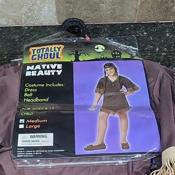 Native American Indian Style Brown Costume for Kids Size Medium - Picture 11 of 11